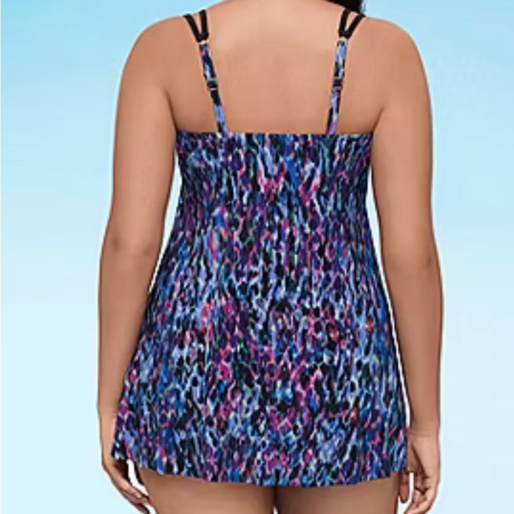 Plus Size Trimshaper Tracey Black Multi Swimdress Size 18 - Picture 6 of 14